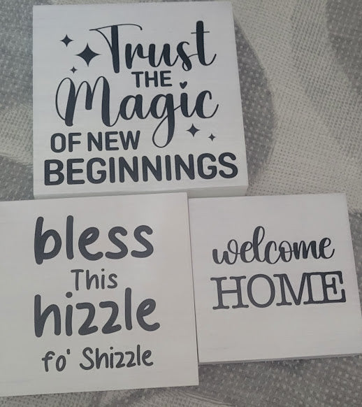 Set of 3 Wooden Signs Decor