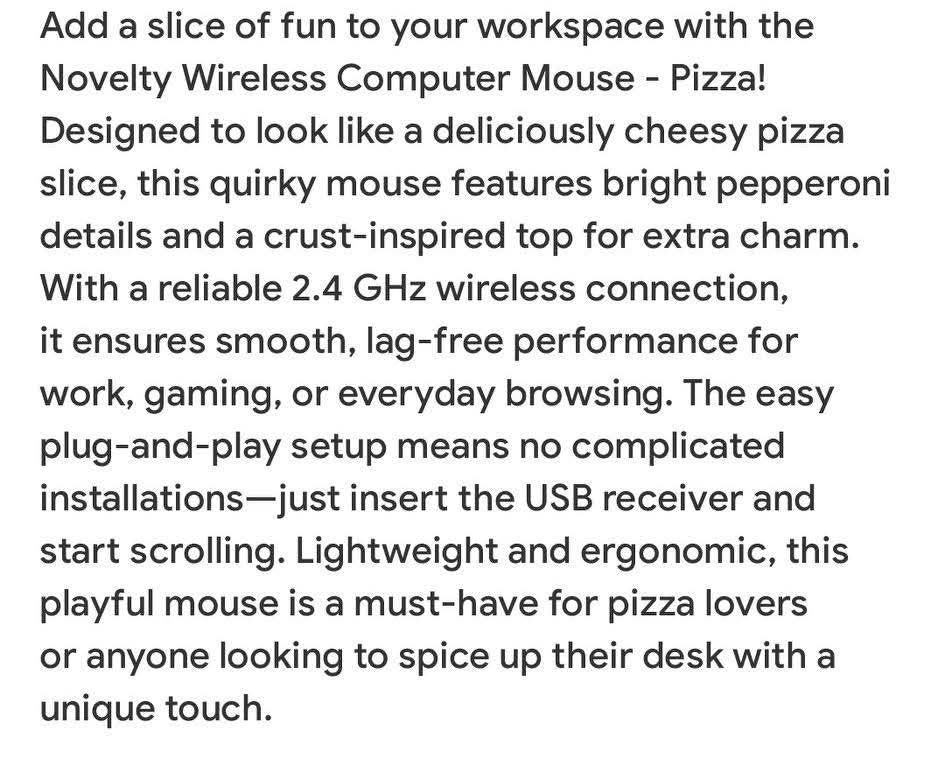 Novelty Pizza Shaped Computer Mouse