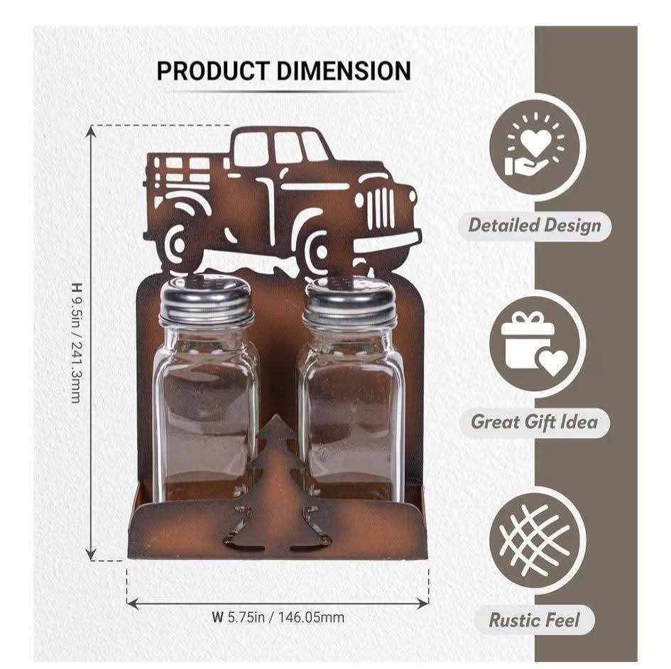 Pine Ridge Salt and Pepper Shakers and Holder-Truck