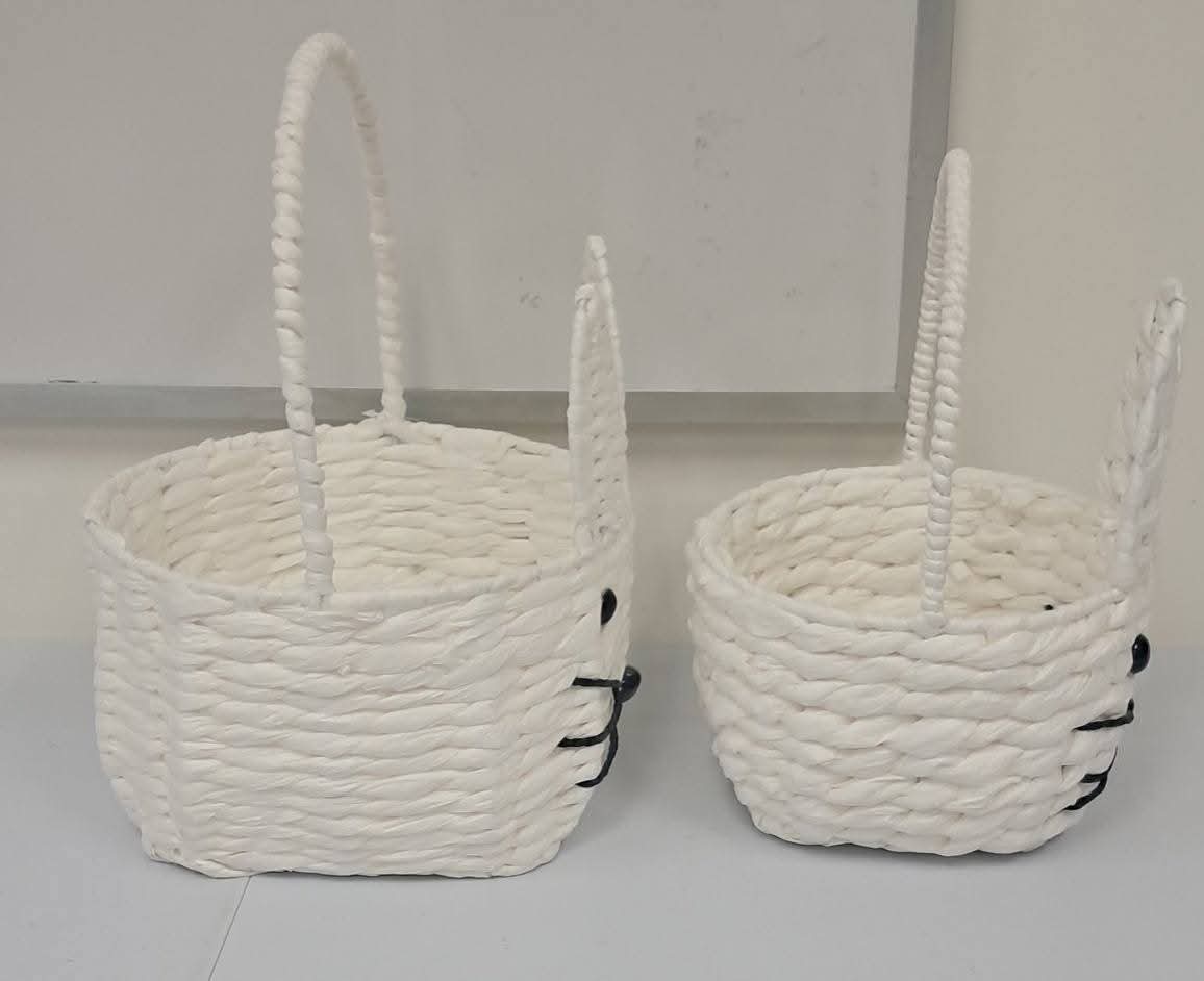 Bunny Easter Baskets- Set of 2 White