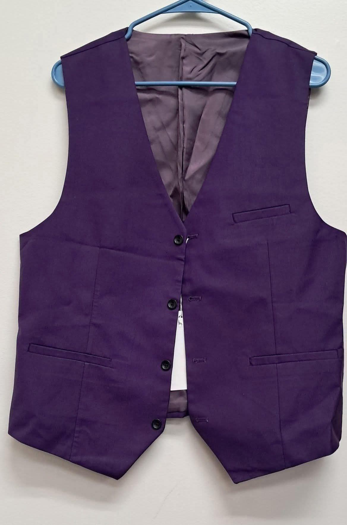Mens Purple Suit Vest Size 38