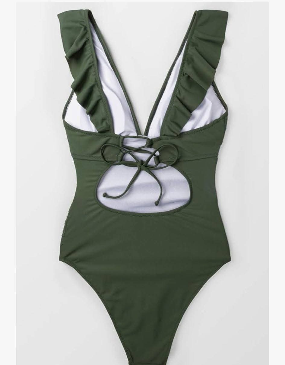 Women's Ruffled Swim Suit Green