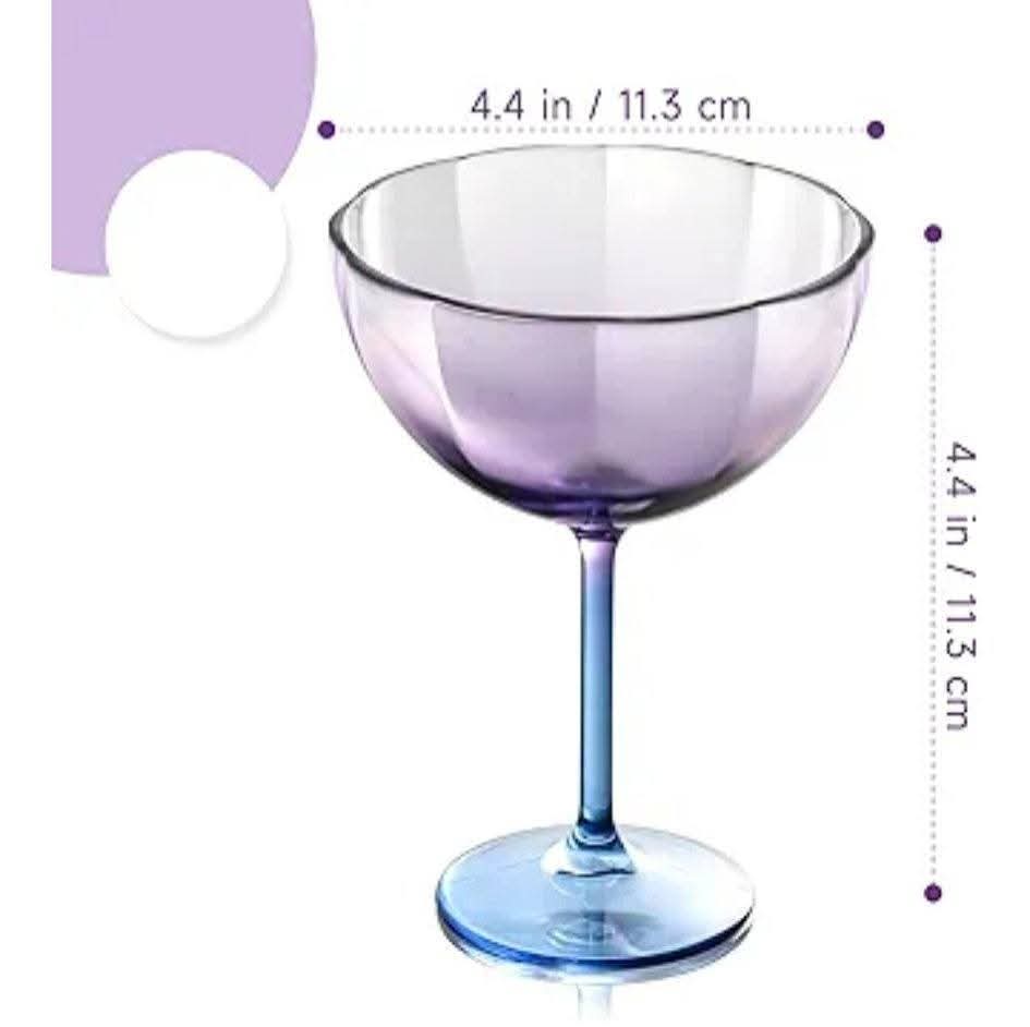 Purple Margarita Glasses- Set of 6- Plastic