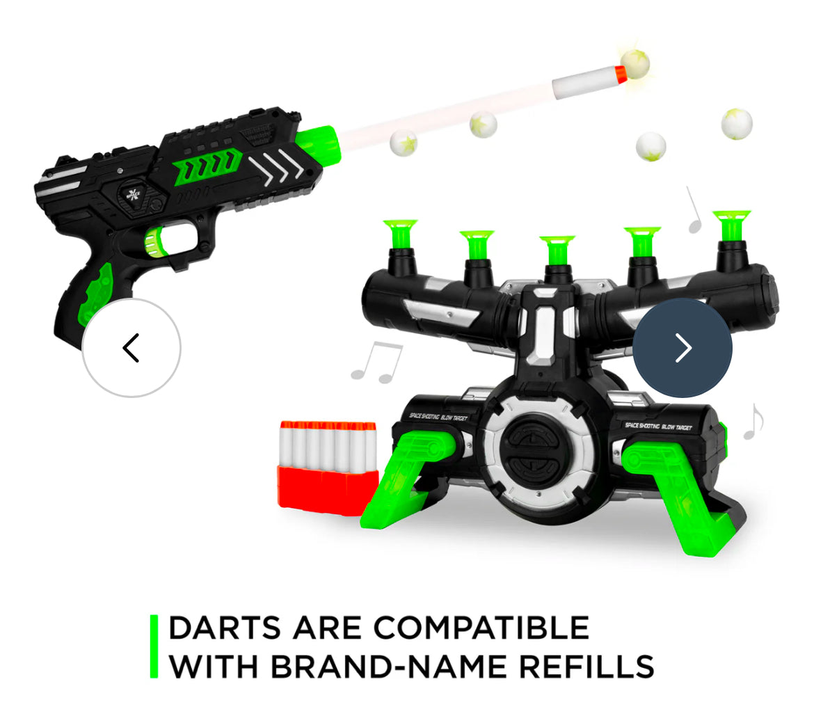 Glow-in-the-Dark Floating Target & Blaster Set w/ 24 Darts and 20 Targets