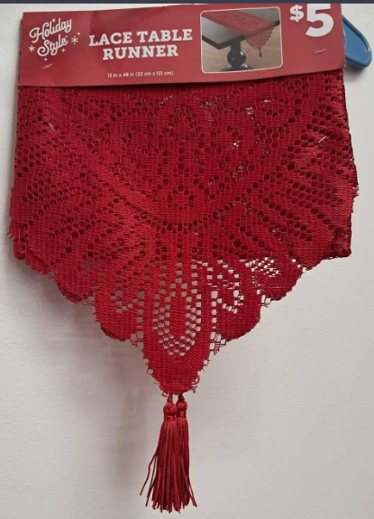 Lace Table Runner- Red