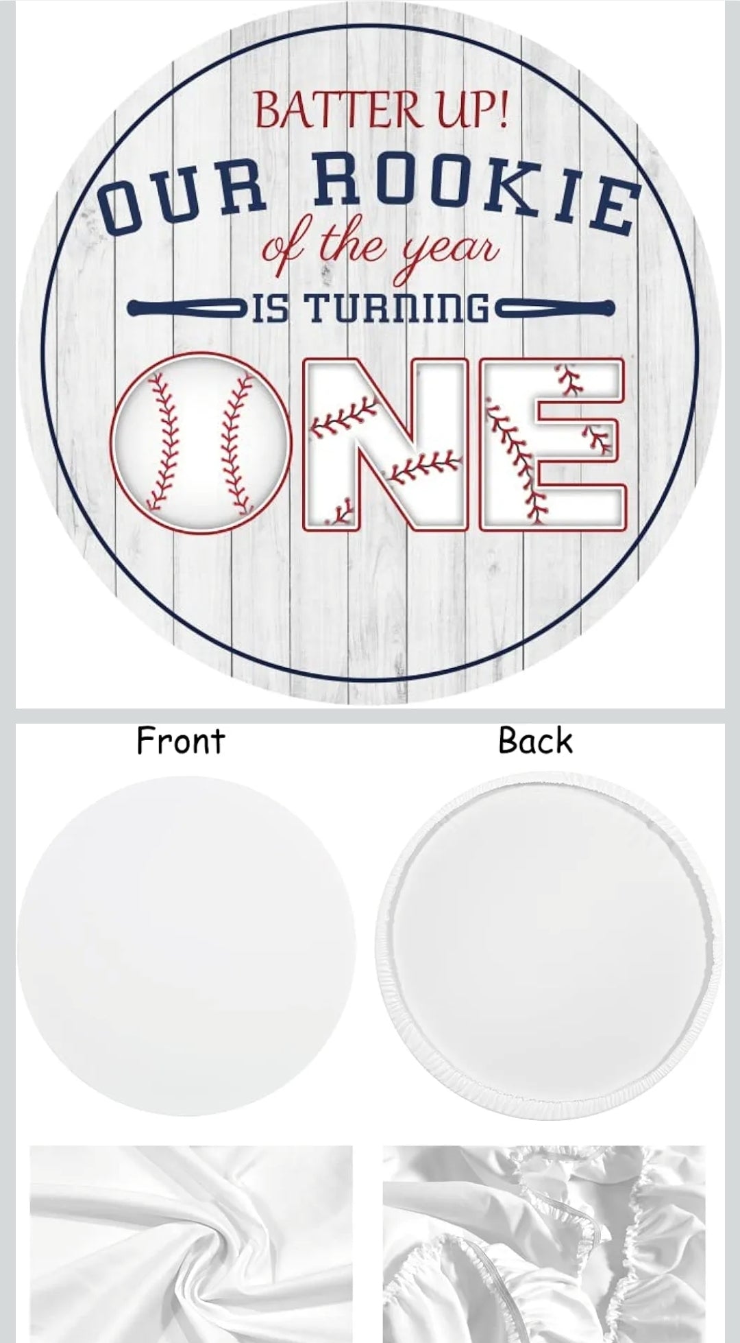 First Birthday Baseball Round Backdrop