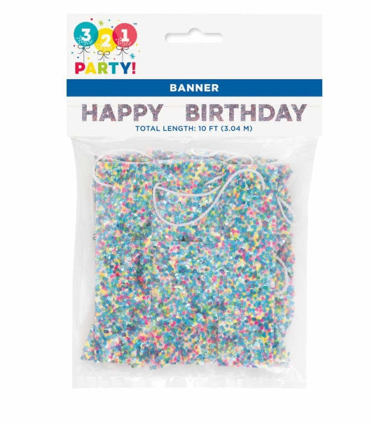 Happy Birthday Banner-Glitter- Set of 3