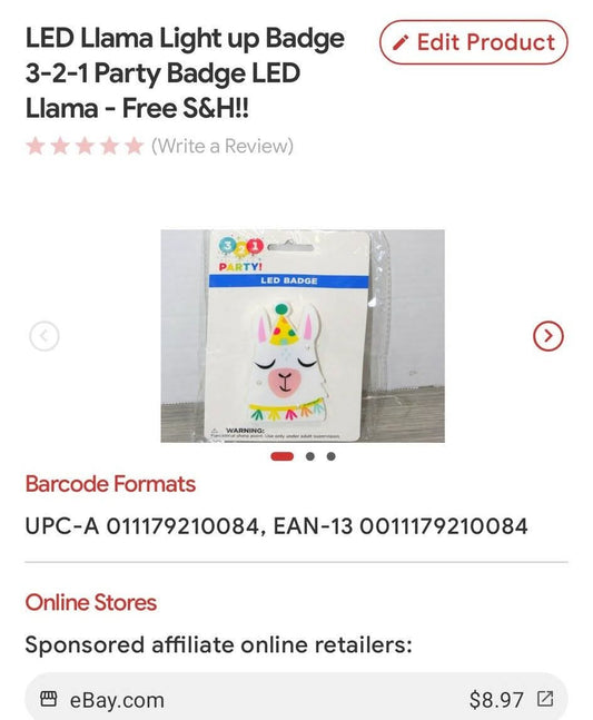 LED Badges- Llama- Set of 3