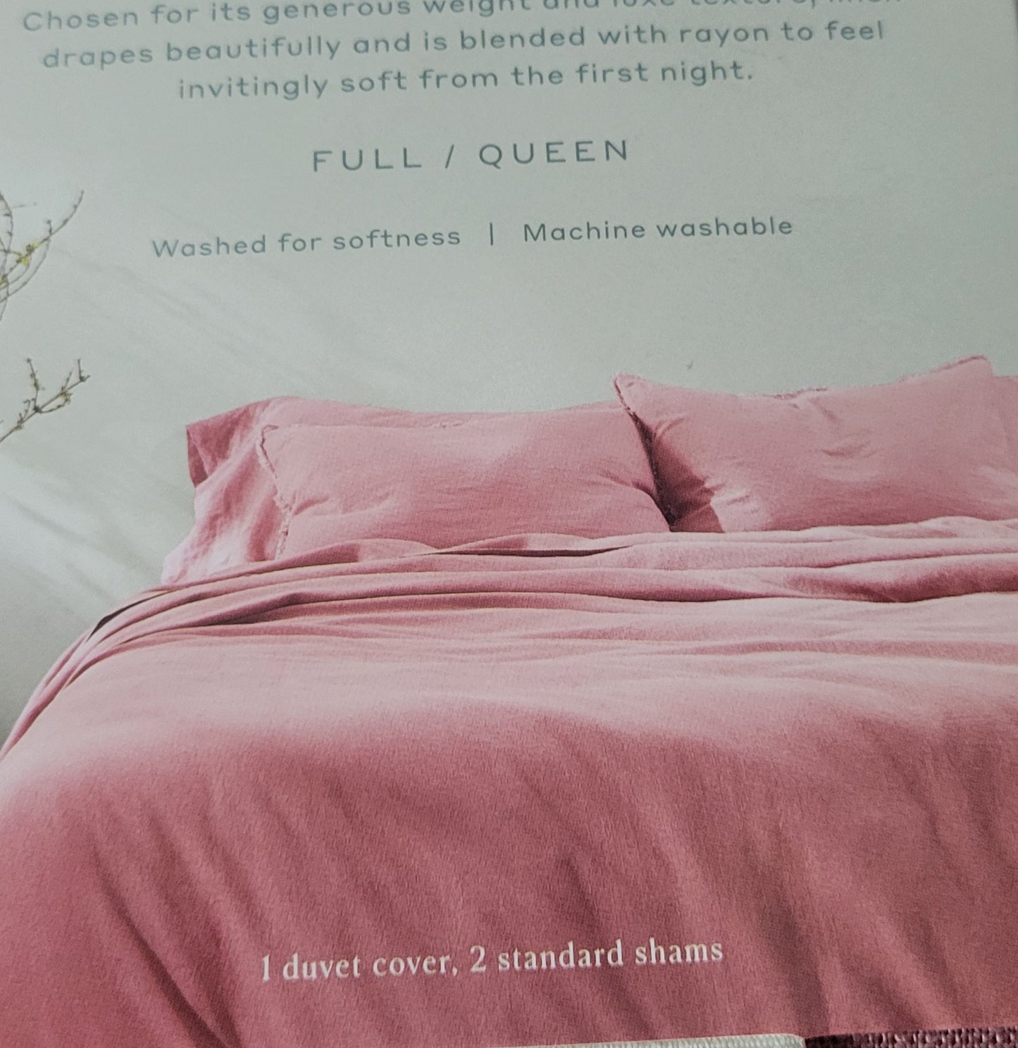 Casaluna Heavy Weight Full/Queen Duvet and Sham Set-Rose