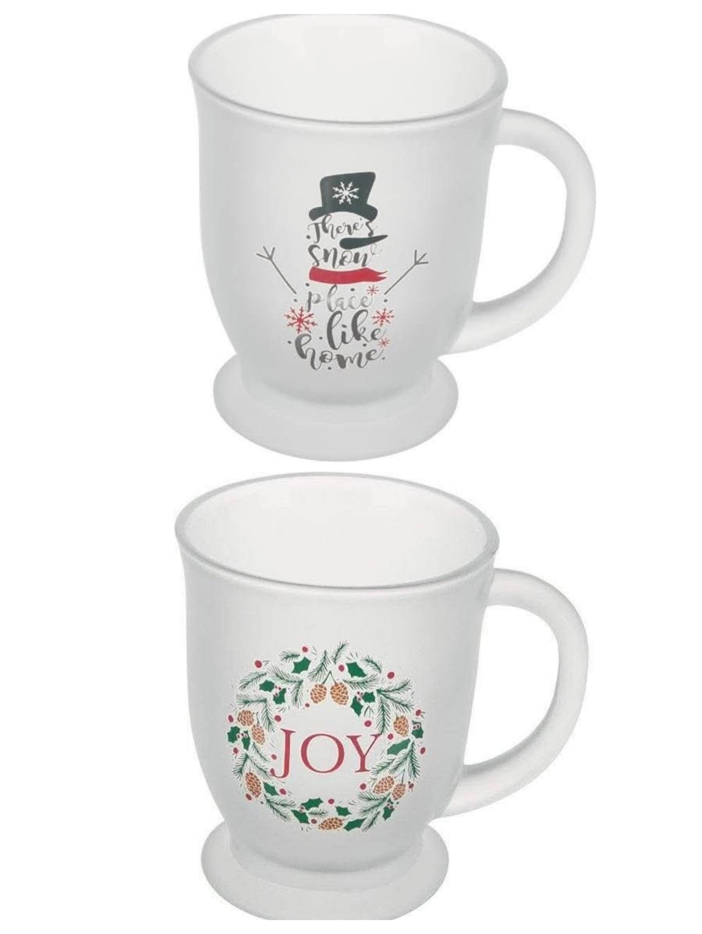 Frosted Glass Holiday Mugs- Set of 5