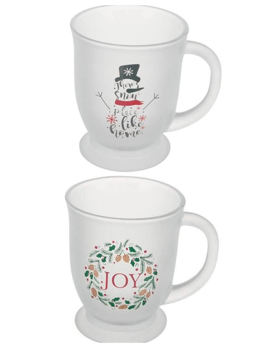 Frosted Glass Holiday Mugs- Set of 5