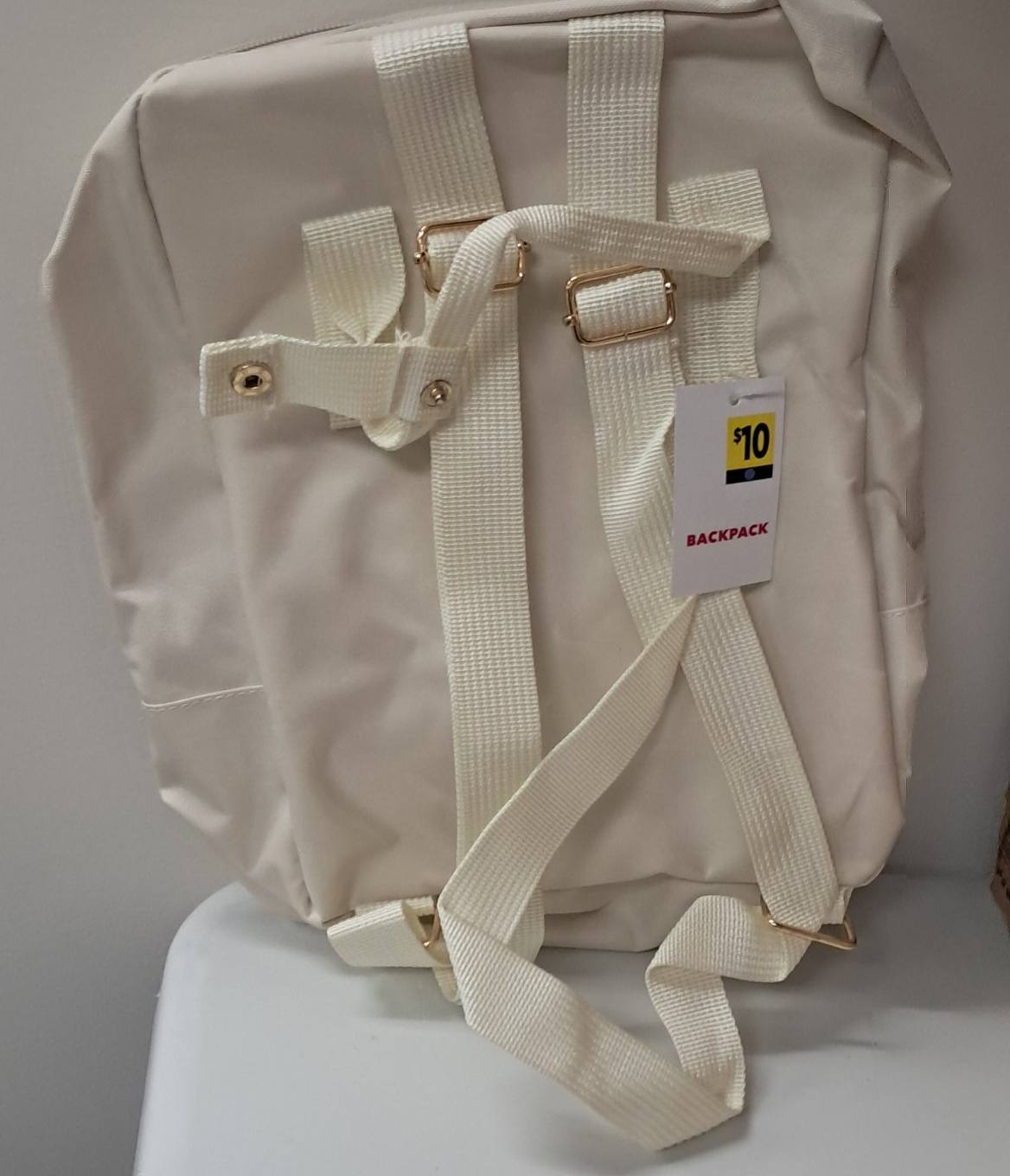 Backpack- Smaller- Beige Smiley Face