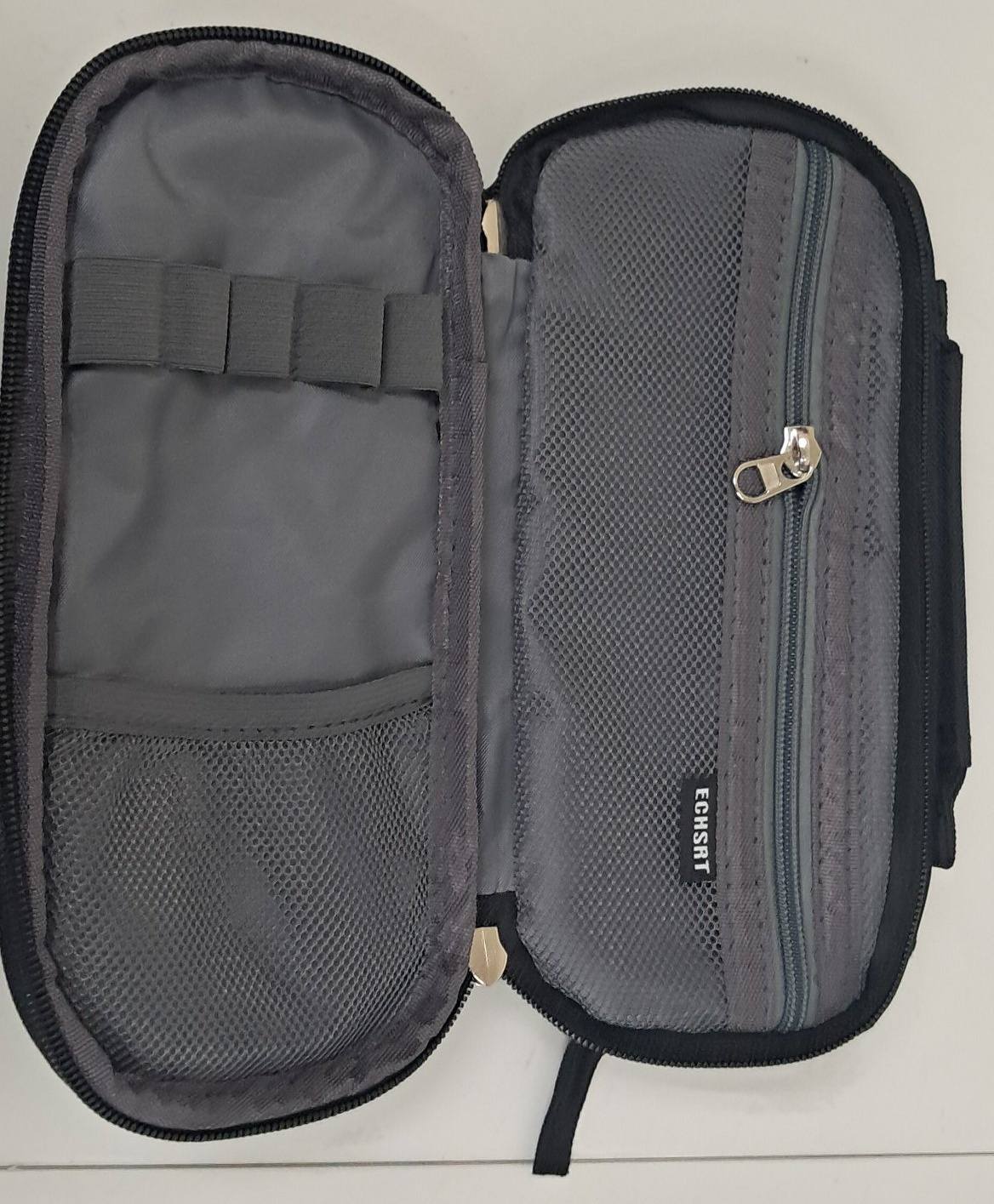 Multi-Pocket Pencil Case- Black