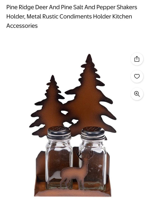 Pine Ridge Salt and Pepper Shakers and Holder-Deer
