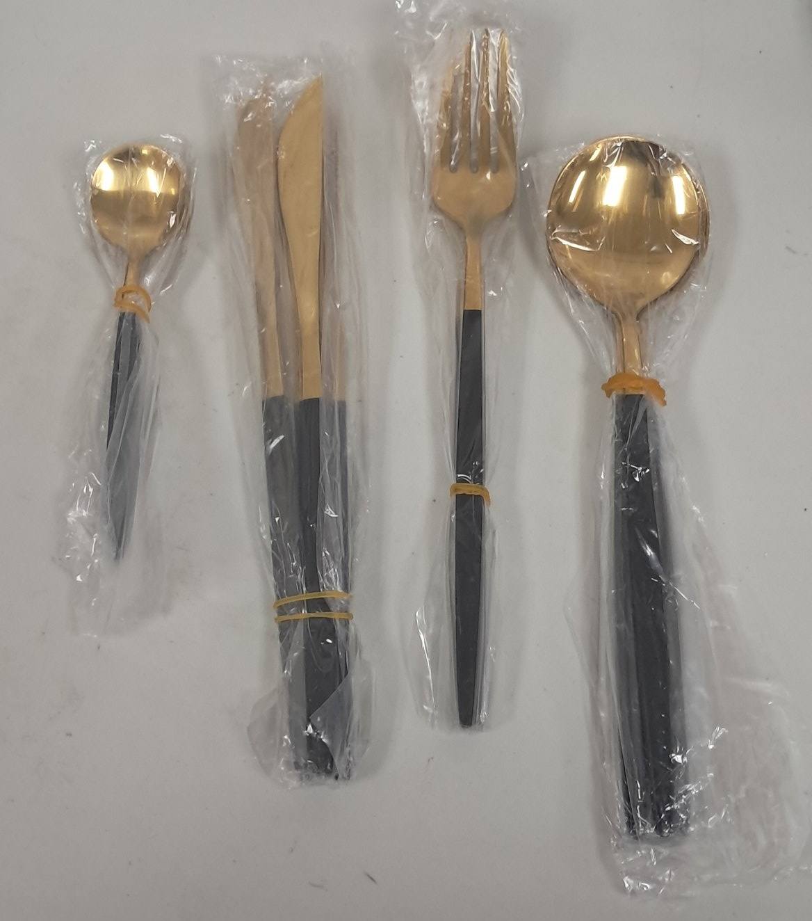 Stainless Steel Tableware Set- Gold and Black