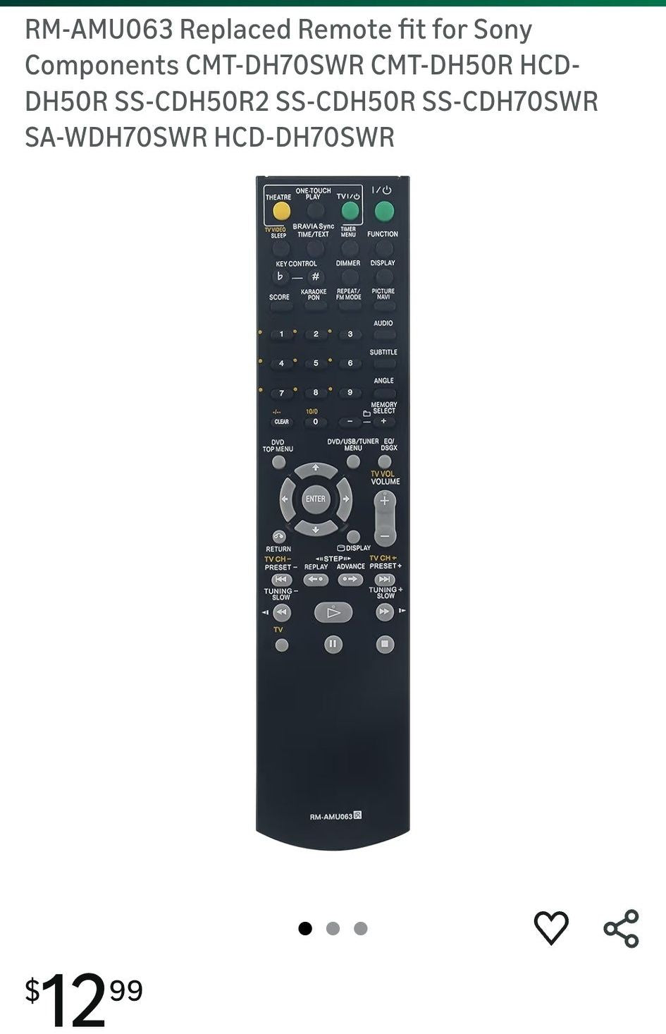 Replacement Remote Control
