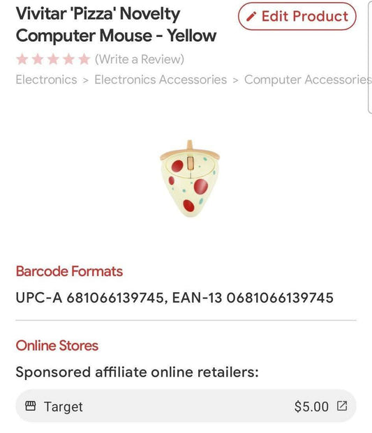 Novelty Pizza Shaped Computer Mouse