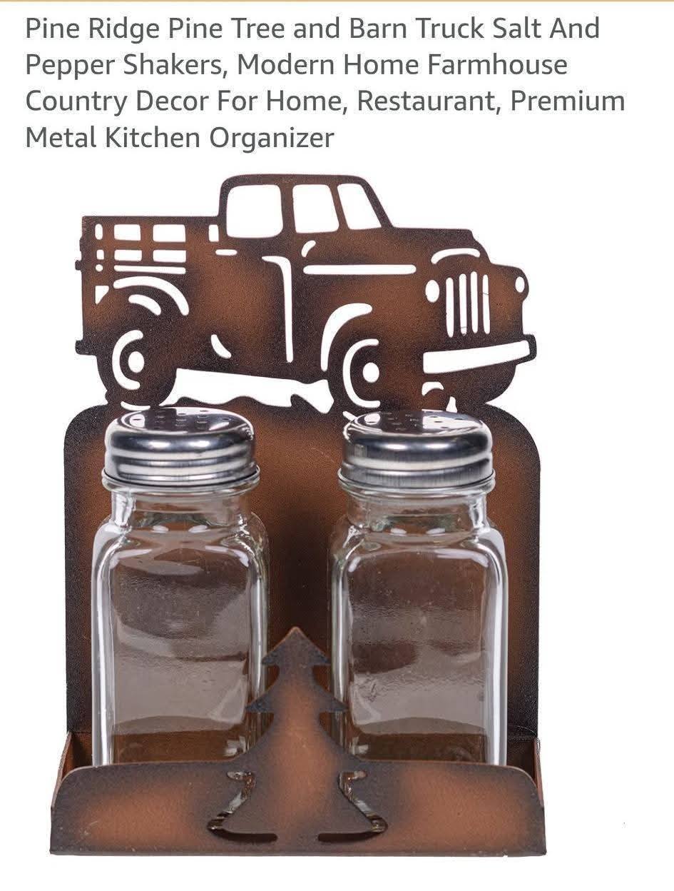 Pine Ridge Salt and Pepper Shakers and Holder-Truck
