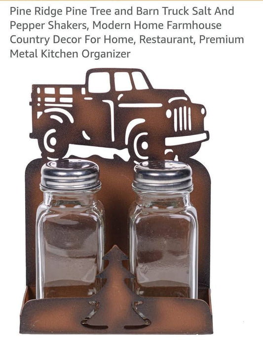 Pine Ridge Salt and Pepper Shakers and Holder-Truck