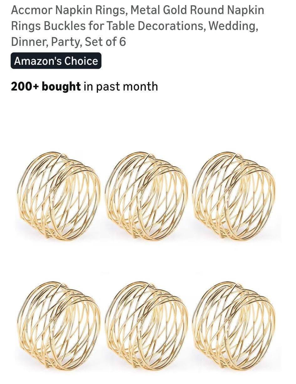 Gold Metal Napkin Rings
