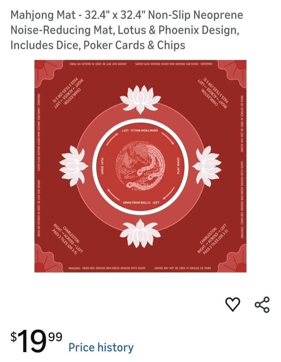Non-Slip Mahjong Mat- Red