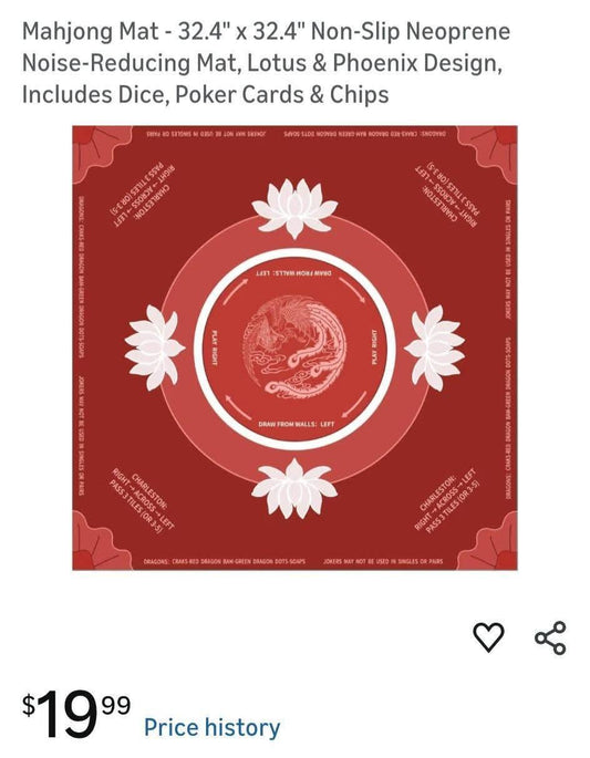 Non-Slip Mahjong Mat- Red