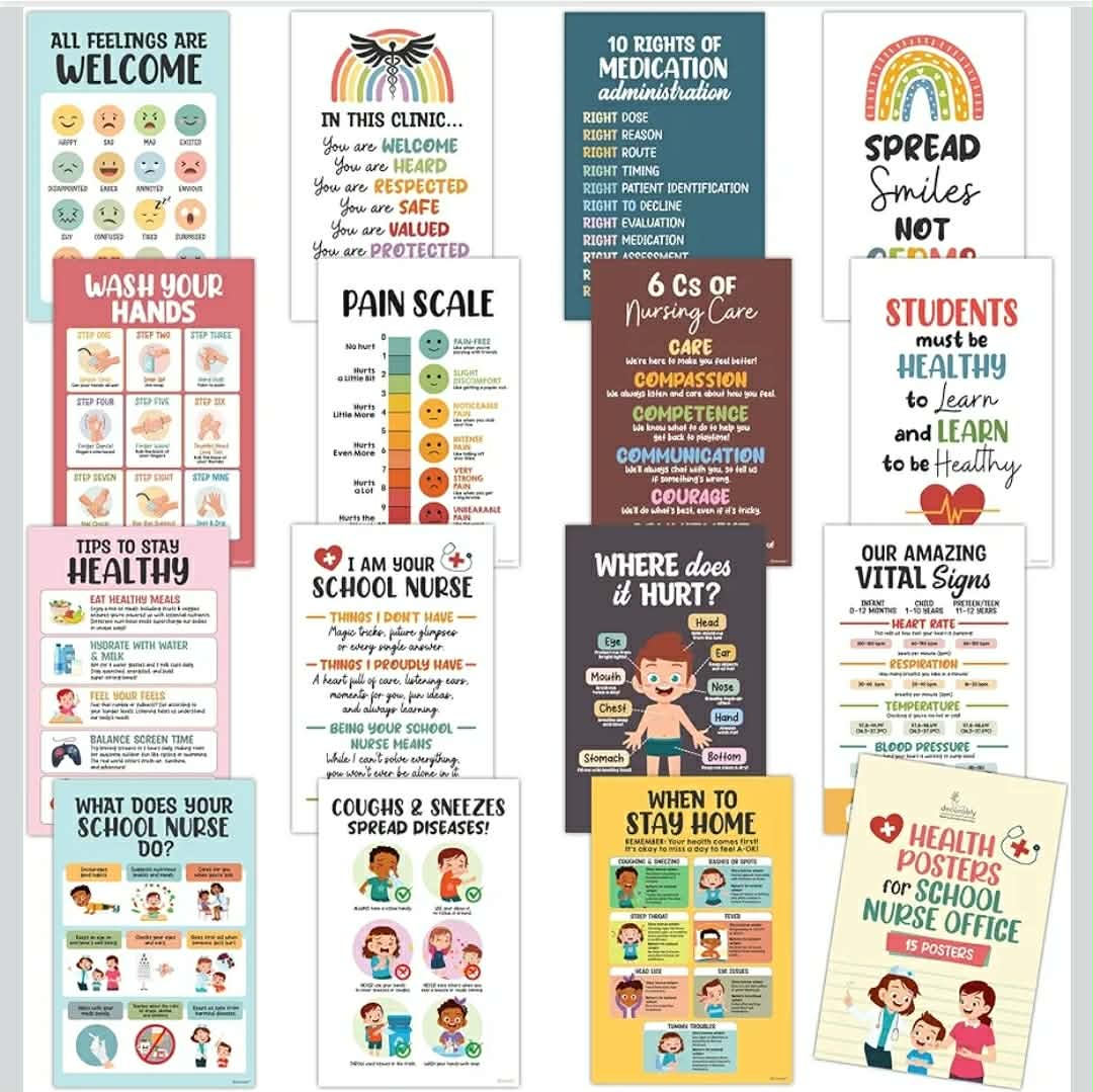 Decorably Set of 20 Health Posters for School