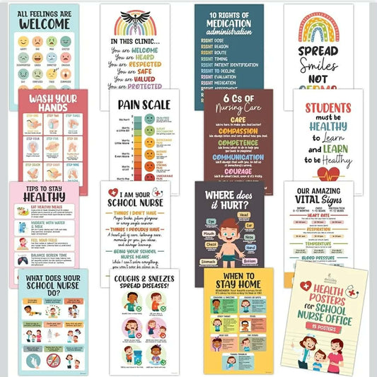 Decorably Set of 20 Health Posters for School
