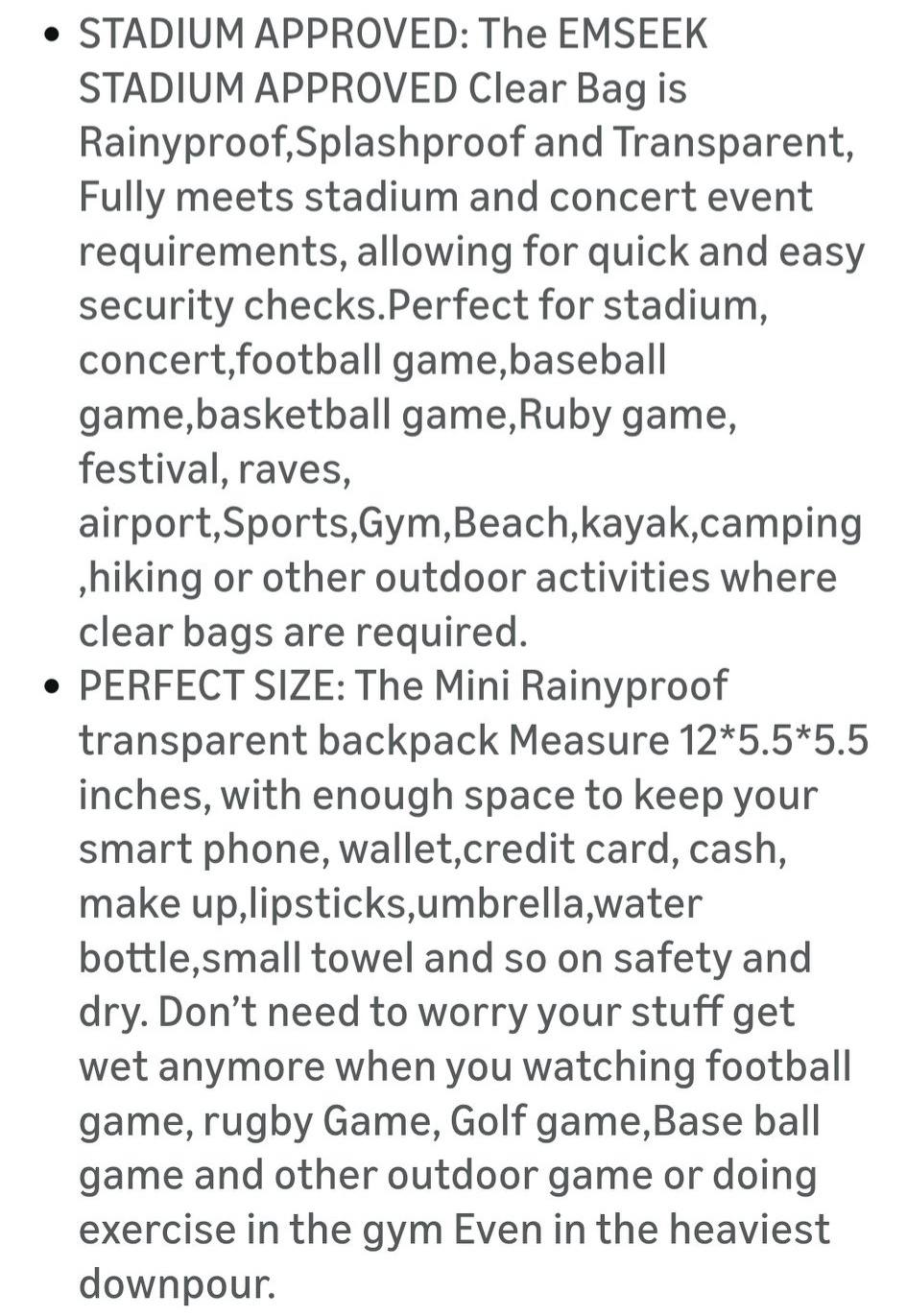 Clear Water Resistant Bag