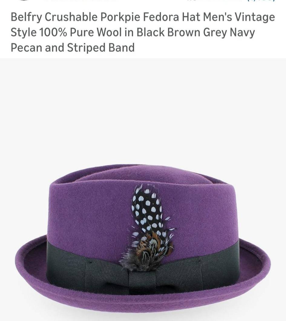 Fedora Hat with Feather- Purple