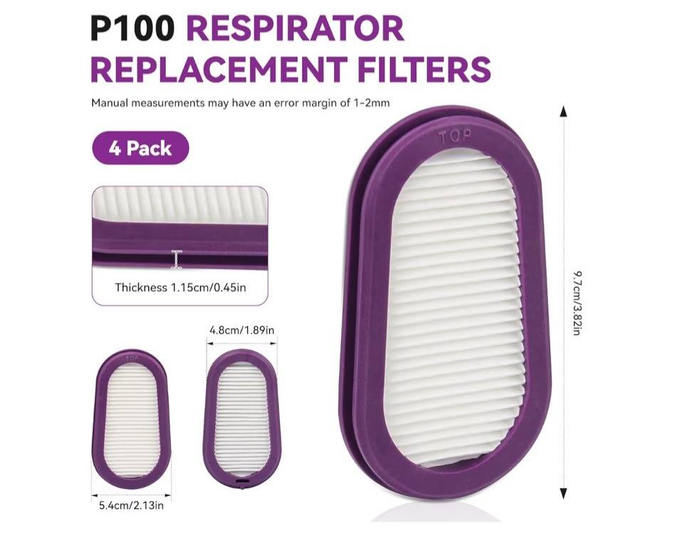 P100 Respirator Replacement Filters- 4 Pack