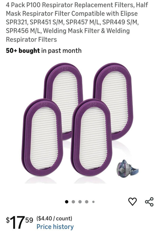 P100 Respirator Replacement Filters- 4 Pack