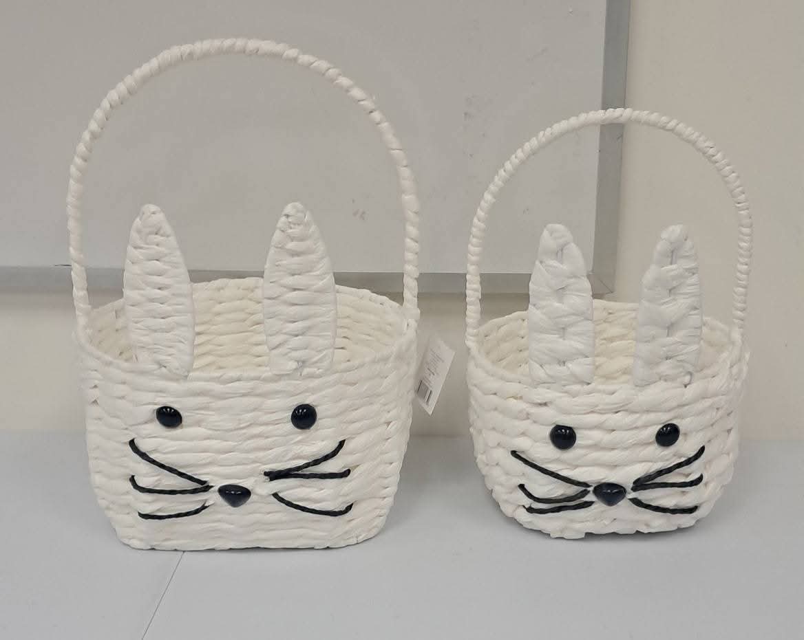 Bunny Easter Baskets- Set of 2 White
