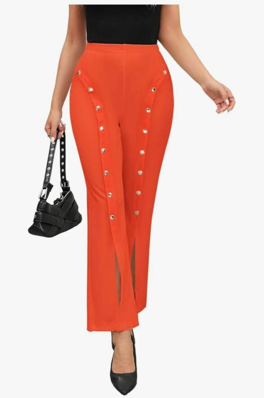 Women's Wide Leg Palazzo Pants- Orange