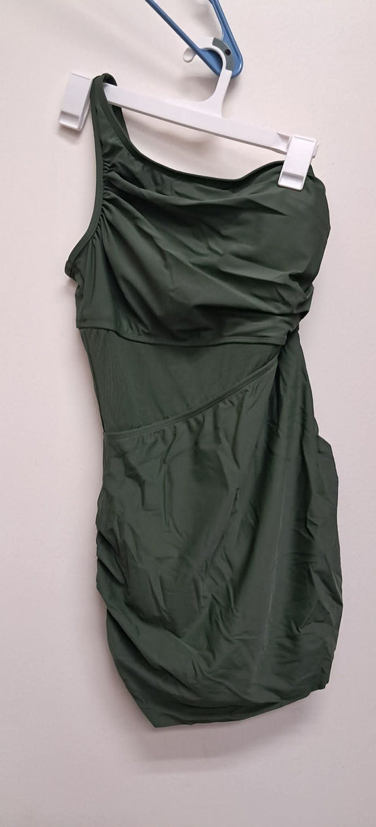Women's One Shoulder Swimsuit-Green
