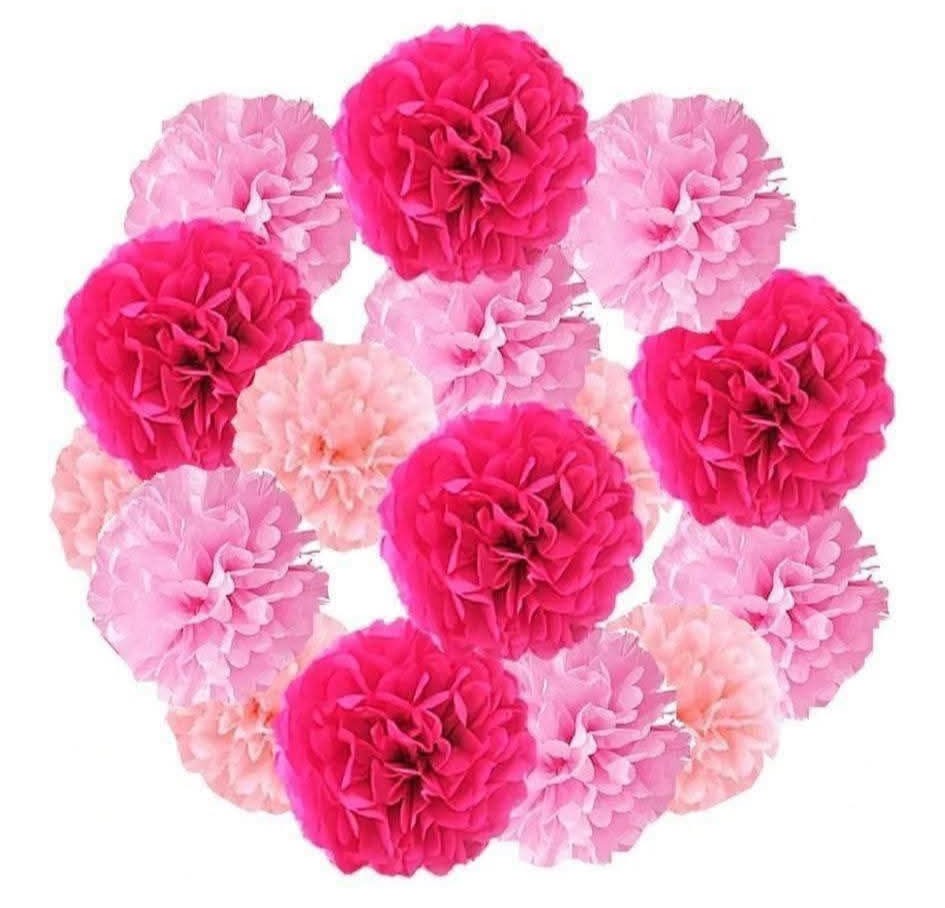 Pom Pom Decorations-Assorted Pinks