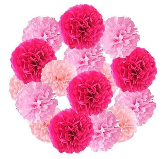 Pom Pom Decorations-Assorted Pinks