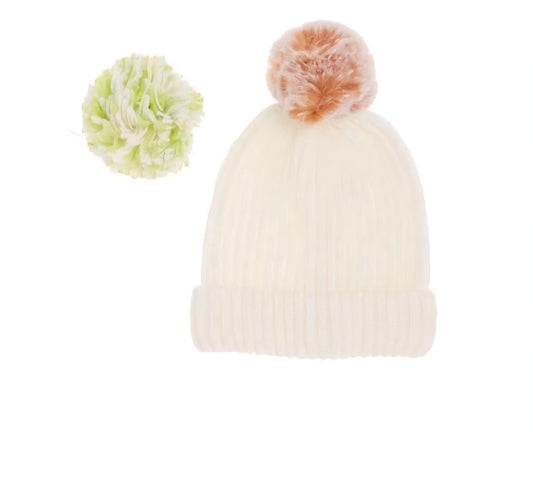 Ladies Interchangeable Pom Pom Beanie