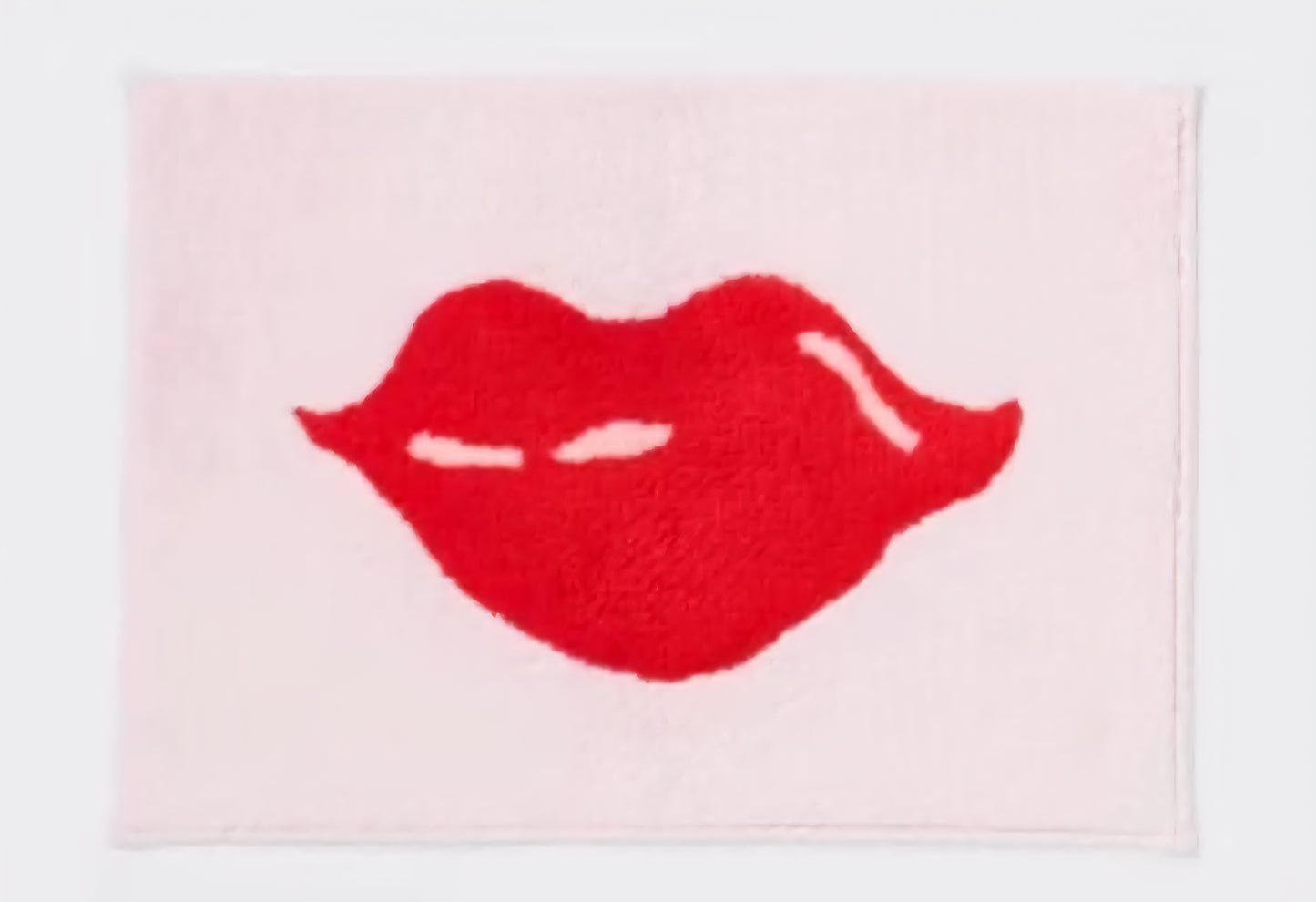 Bath Rug- Pink with Red Lips