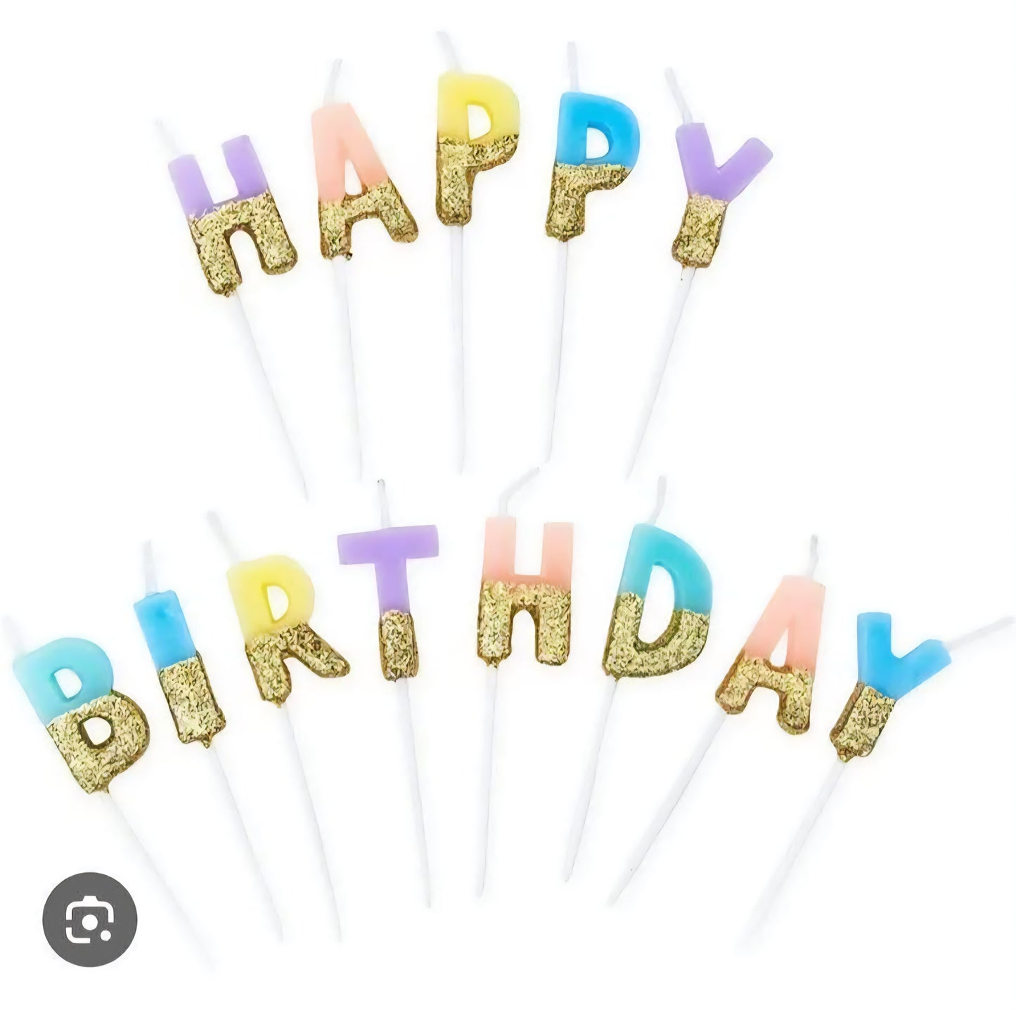 Gold Glitter Dipped Happy Birthday Candles
