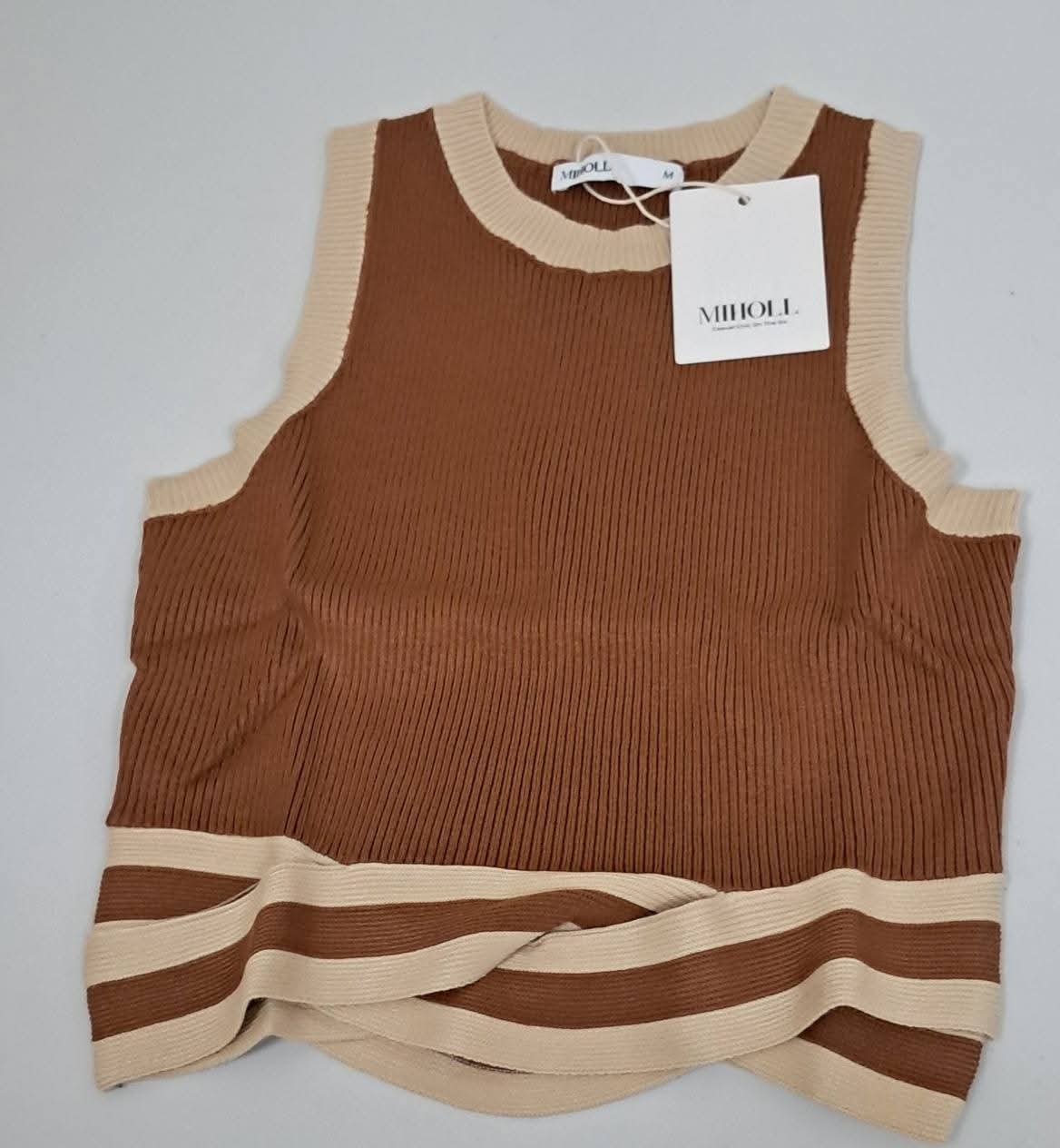 Women's Slim Fit Color Block Crop Top