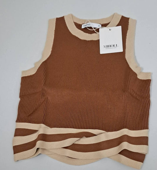 Women's Slim Fit Color Block Crop Top