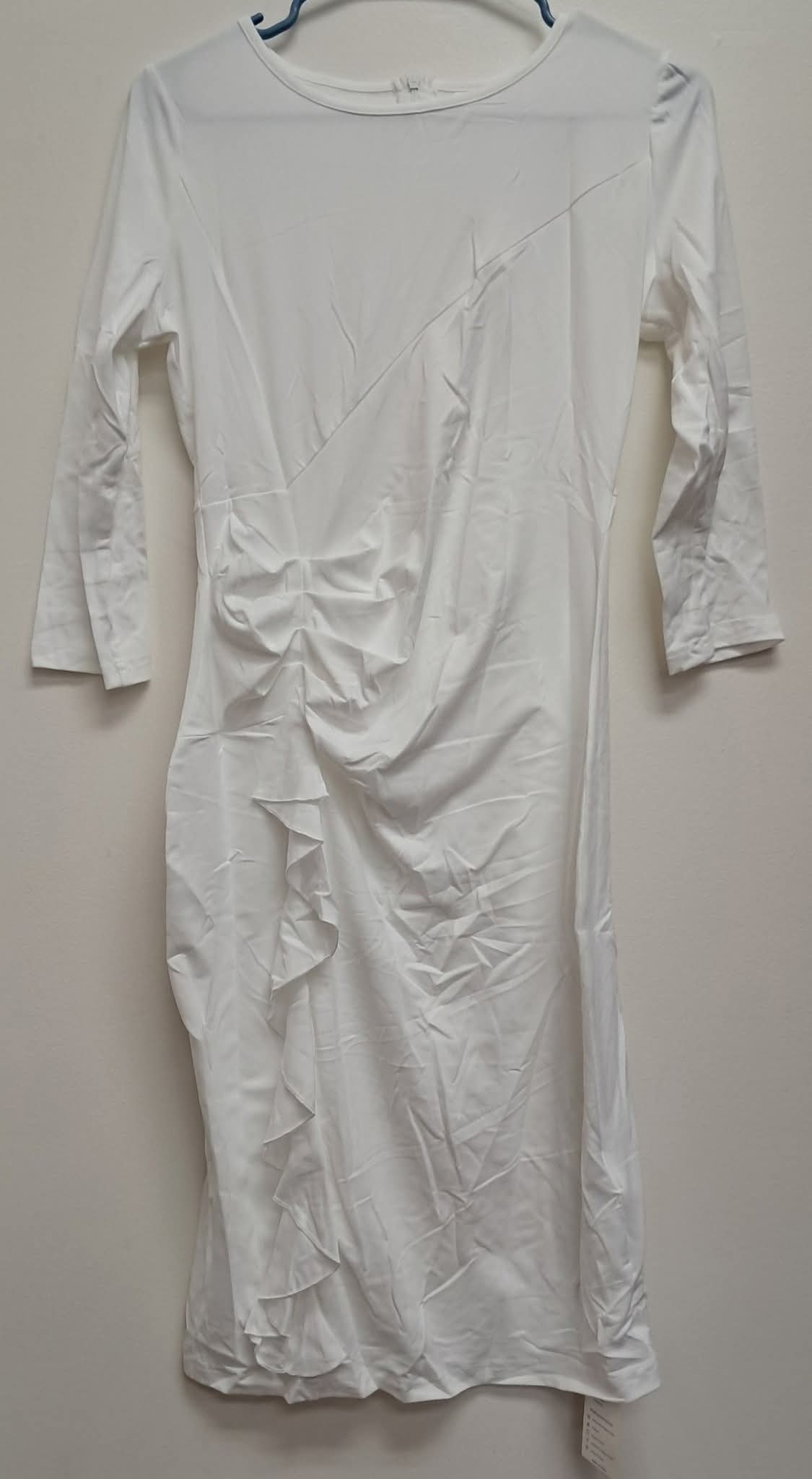Women's 3/4 Sleeve Ruched Ruffle Midi Dress
