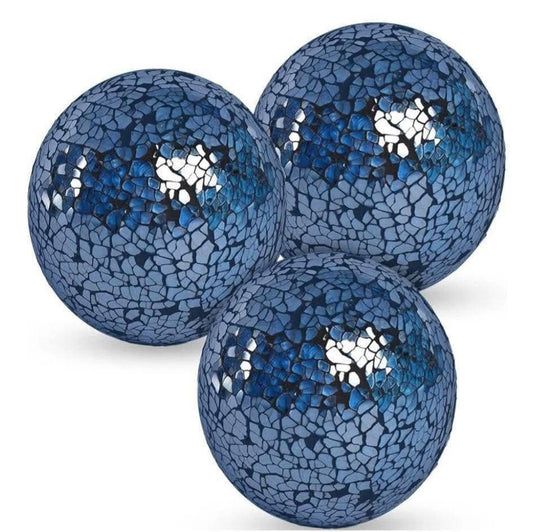 3 Piece Decorative Mosaic Glass Orbs