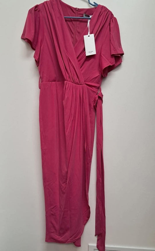 Women's Belted Midi Dress- Pink