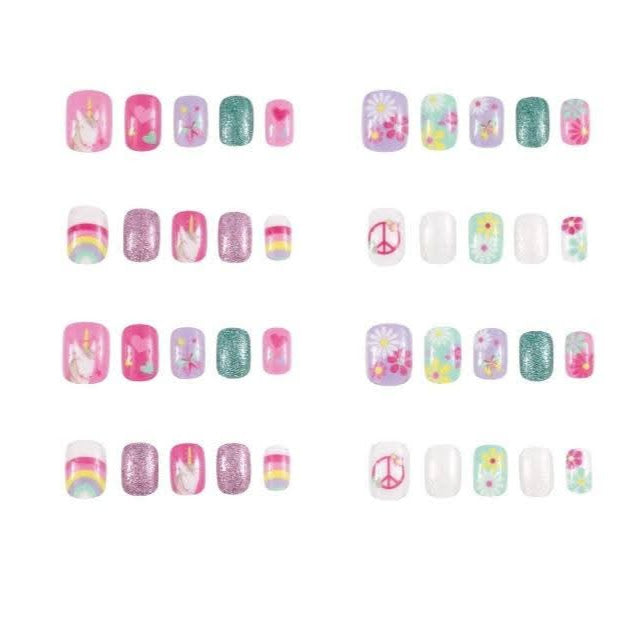 Kids Press on Nails- Unicorn & Rainbows-Set of 2