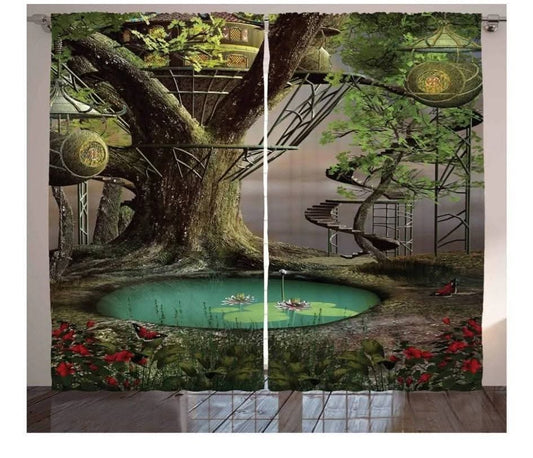 Tree Curtains- Real Look Enchanted Tree Fort-2 Panel