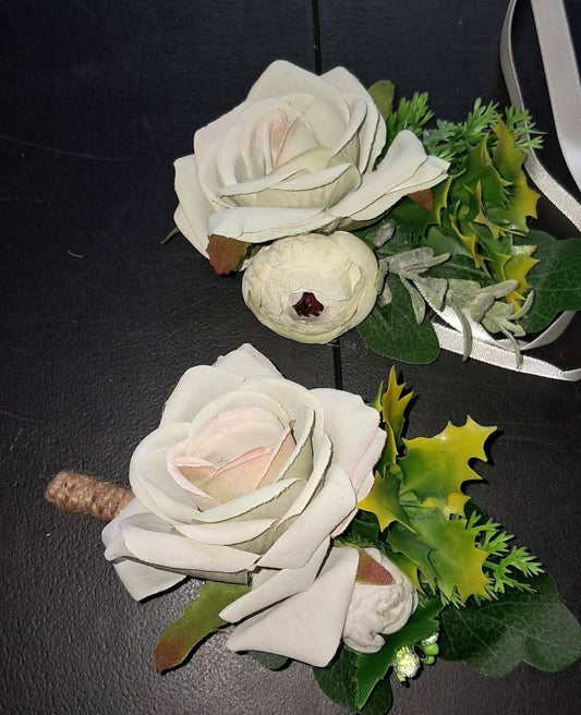 Corsage and Boutonniere Set- Mint Green