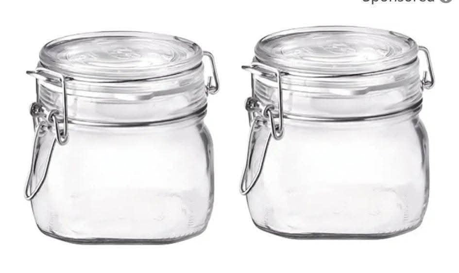 Set of 2 Clear Glass Jars