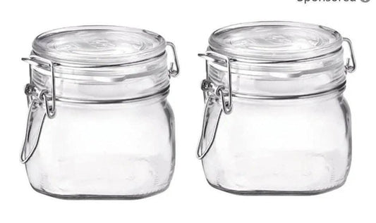 Set of 2 Clear Glass Jars